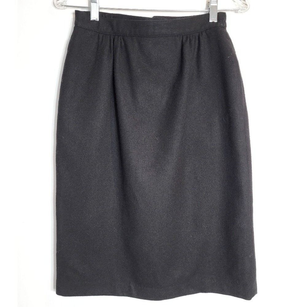 Vintage Black wool pencil skirt Dark Academia Minimalist Basic Classic 8